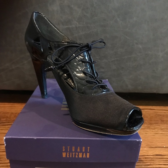 Stuart Weitzman Black Satin Heels - Picture 1 of 4